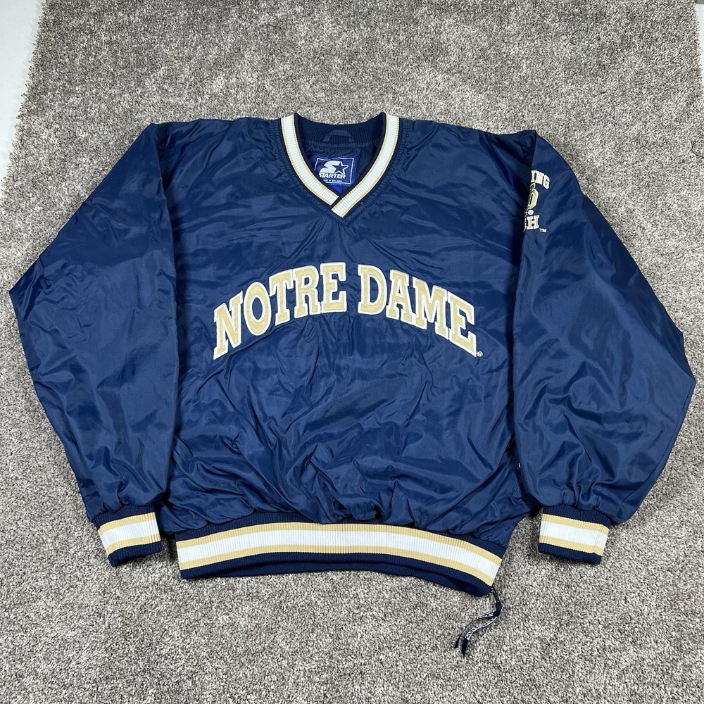 VTG 1990s Starter Jacket Notre Dame Fighting Irish Windbreaker Pullover Fits M/L
